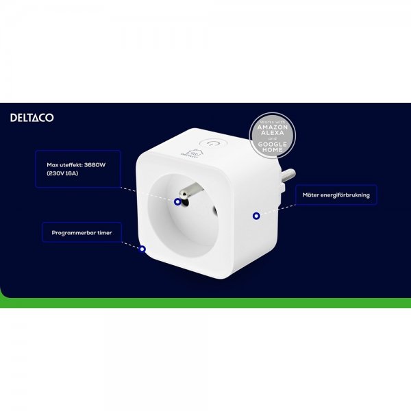 Deltaco Smart Home Smart strömbrytare med energiövervakning