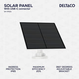 Deltaco Smart Home Solpanel med USB-C kontakt 5W 3m