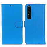 Sony Xperia 1 V Fodral Litchi Blå