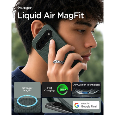 Spigen Google Pixel 11 Pro Skal Liquid Air MagFit Abyss Green