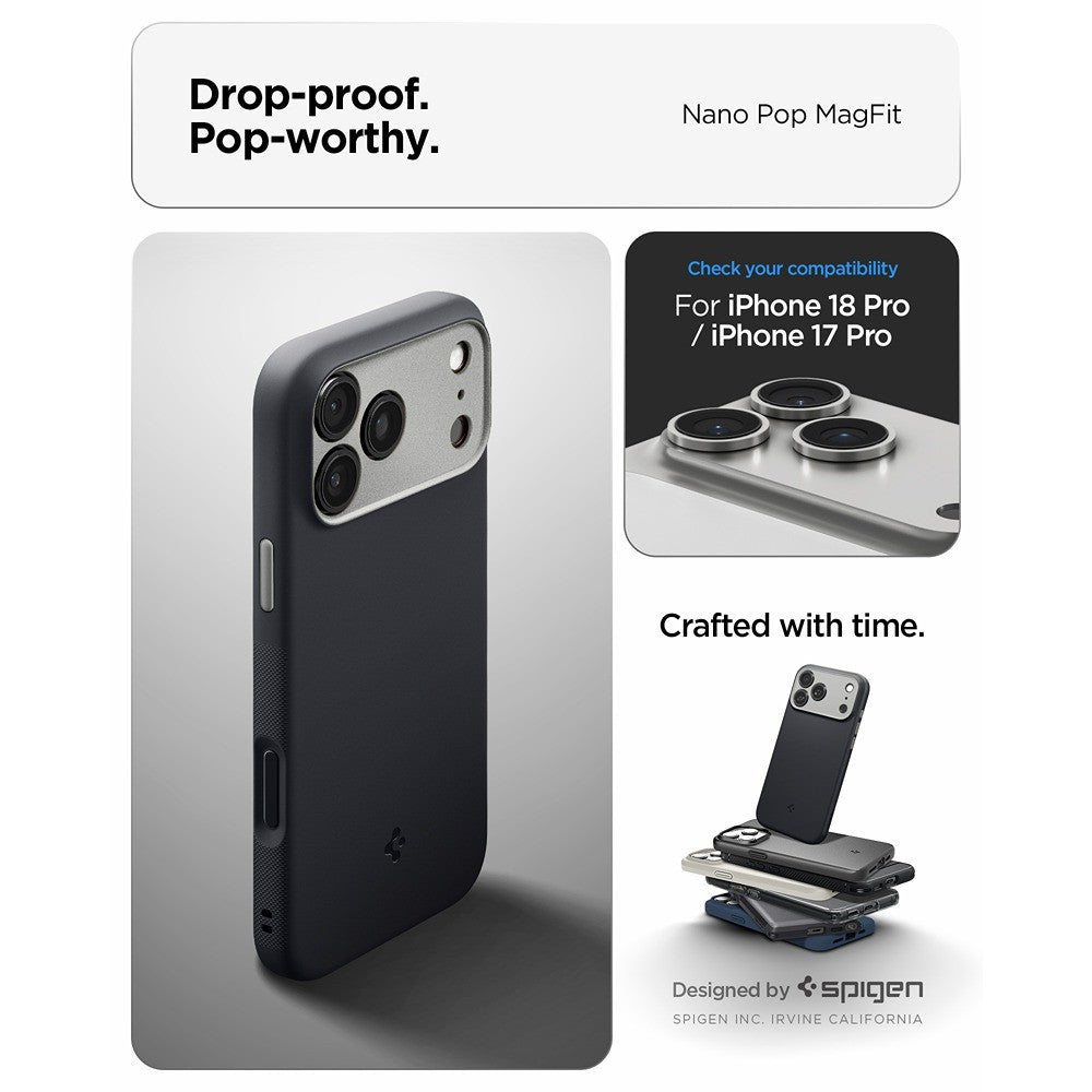 Spigen iPhone 17 Pro/iPhone 18 Pro Skal Nano Pop MagFit Black Sesame
