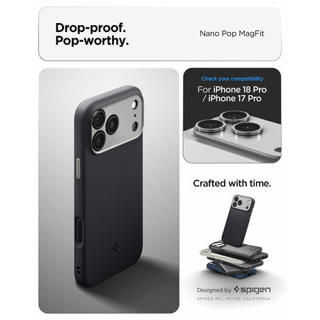 Spigen iPhone 17 Pro/iPhone 18 Pro Skal Nano Pop MagFit Black Sesame
