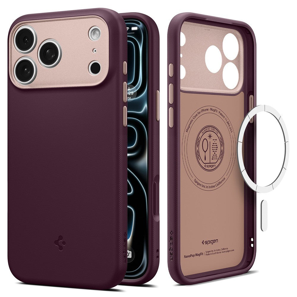 Spigen iPhone 17 Pro/iPhone 18 Pro Skal Nano Pop MagFit Burgundy Bean