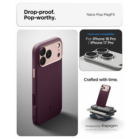 Spigen iPhone 17 Pro/iPhone 18 Pro Skal Nano Pop MagFit Burgundy Bean