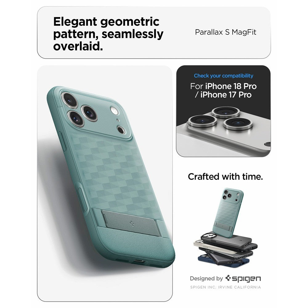 Spigen iPhone 17 Pro/iPhone 18 Pro Skal Parallax S MagFit Sage Green