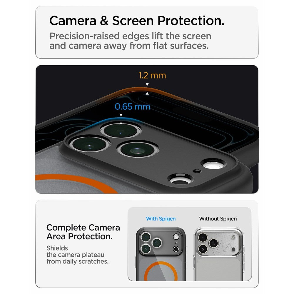 Spigen iPhone 17 Pro/iPhone 18 Pro Skal Ultra Hybrid MagFit Frost Black Orange