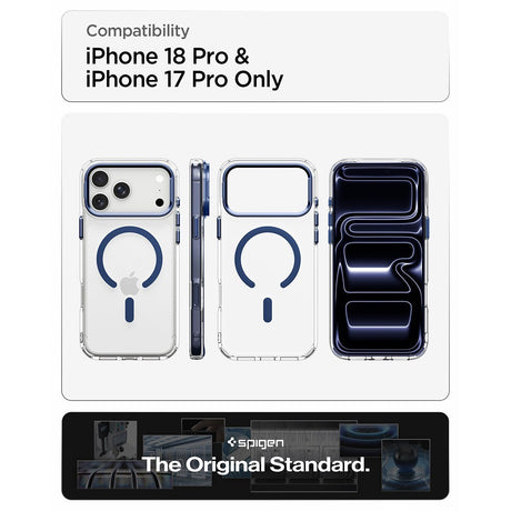 Spigen iPhone 17 Pro/iPhone 18 Pro Skal Ultra Hybrid Optik S MagFit Clear Deep Blue