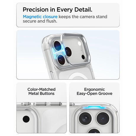 Spigen iPhone 17 Pro/iPhone 18 Pro Skal Ultra Hybrid Optik S MagFit Clear Silver