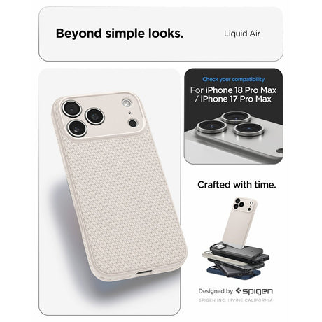 Spigen iPhone 17 Pro Max/iPhone 18 Pro Max Skal Liquid Air Natural Titanium