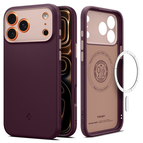 Spigen iPhone 17 Pro Max/iPhone 18 Pro Max Skal Nano Pop MagFit Burgundy Bean