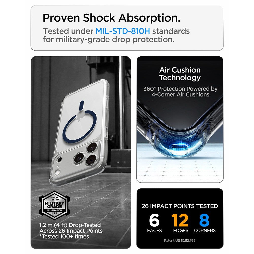 Spigen iPhone 17 Pro Max/iPhone 18 Pro Max Skal Ultra Hybrid MagFit Clear Deep Blue