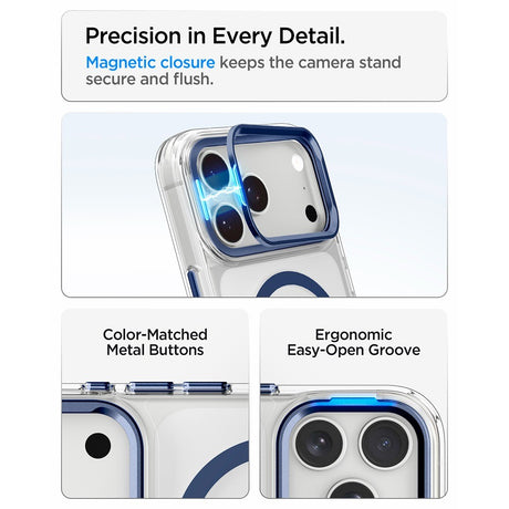 Spigen iPhone 17 Pro Max/iPhone 18 Pro Max Skal Ultra Hybrid Optik S MagFit Clear Deep Blue