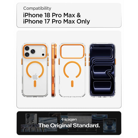 Spigen iPhone 17 Pro Max/iPhone 18 Pro Max Skal Ultra Hybrid Optik S MagFit Clear Orange