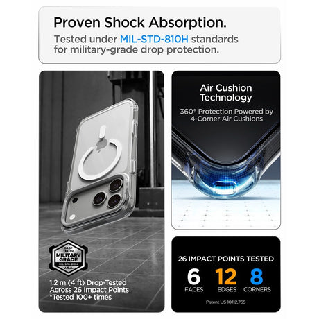 Spigen iPhone 17 Pro Max/iPhone 18 Pro Max Skal Ultra Hybrid Optik S MagFit Clear Silver