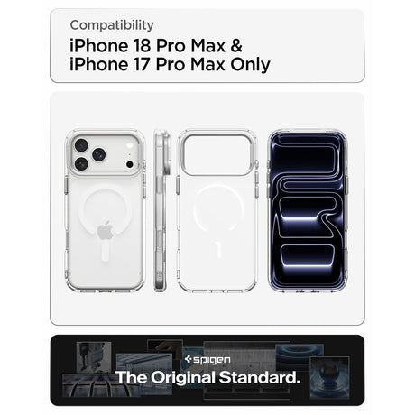 Spigen iPhone 17 Pro Max/iPhone 18 Pro Max Skal Ultra Hybrid Optik S MagFit Clear Silver