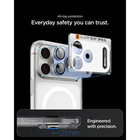 Spigen iPhone 18 Pro Kameraskydd Glas.tR EZ Fit Optik Pro XL Silver