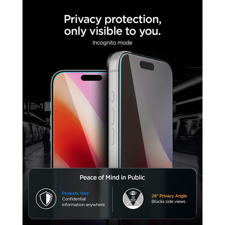 Spigen iPhone 18 Pro Max Skärmskydd Glas.tR EZ Fit Pro Privacy