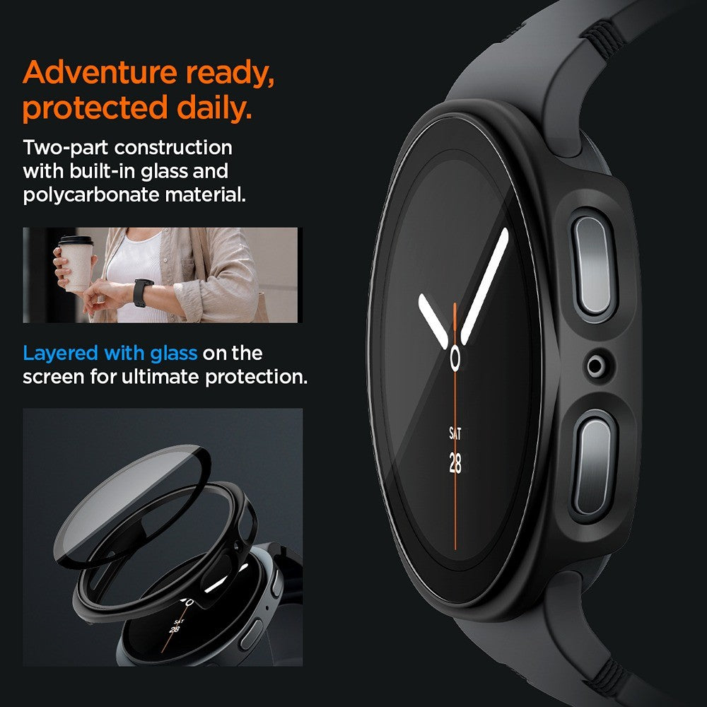 Spigen Samsung Galaxy Watch 8/9 40mm Skal med Skärmskydd Thin Fit 360 Svart