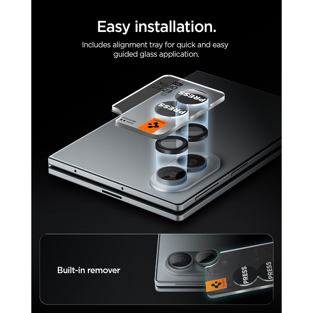 Spigen Samsung Galaxy Z Fold 8 Kameraskydd GLAS.tR EZ Fit Optik Pro 2-pack Svart