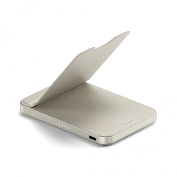 Satechi OntheGo Qi2 5K MagSafe-powerbank med Stativ Sand
