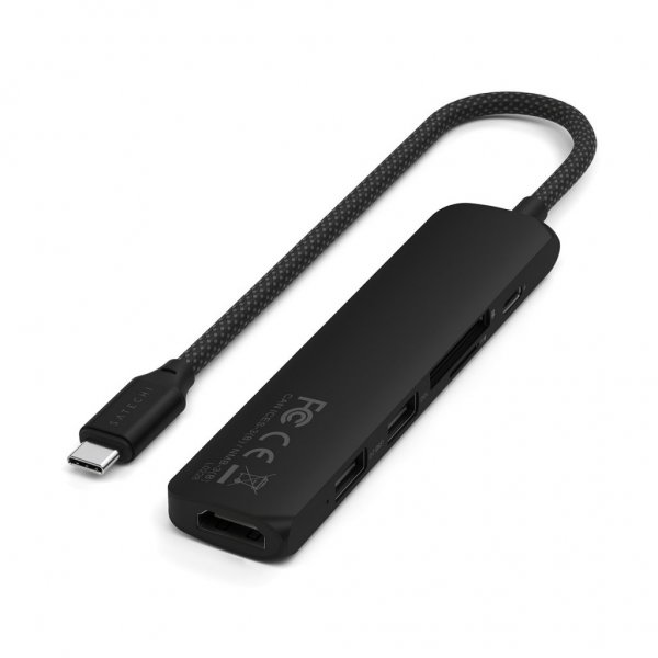 Satechi 6-i-1 USB-C Slim Multiport Adapter Svart