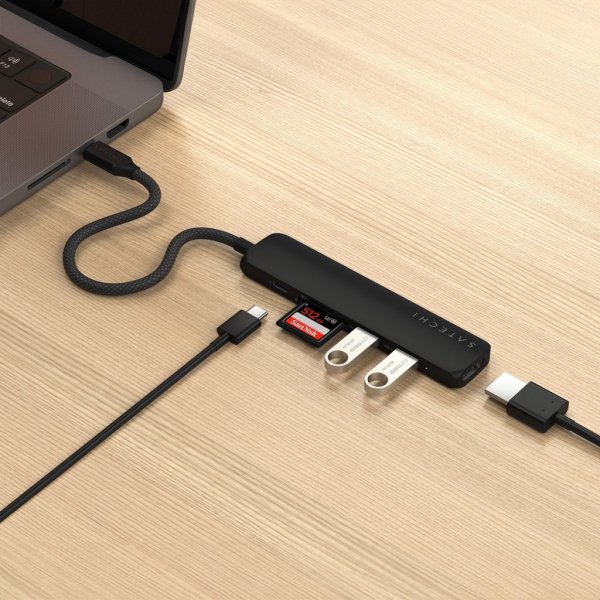 Satechi 6-i-1 USB-C Slim Multiport Adapter Svart