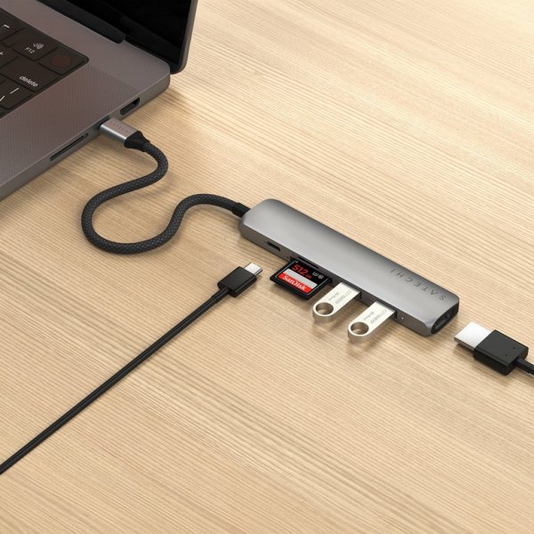 Satechi 6-i-1 USB-C Slim Multiport Adapter Space Gray