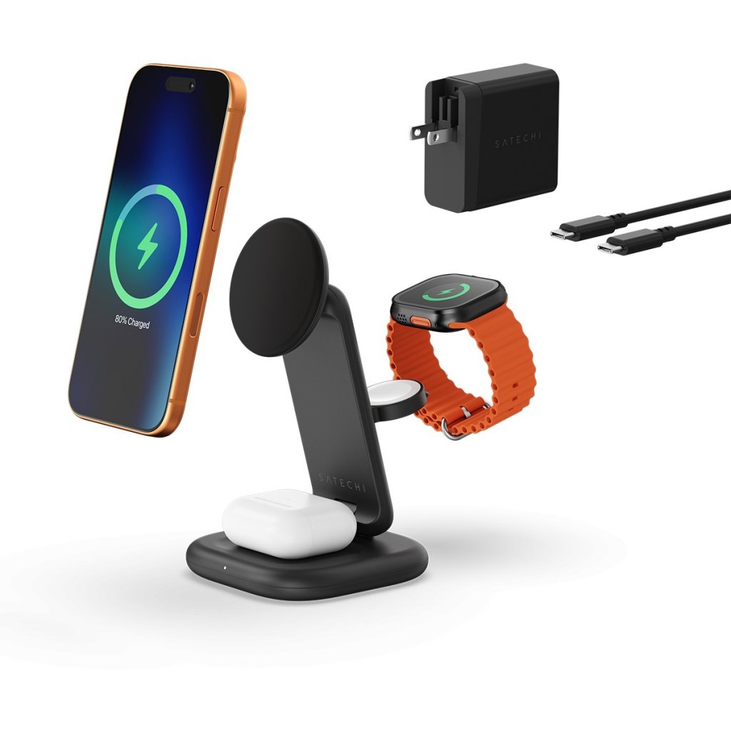 Satechi Trådlös Laddare 3-in-1 Foldable Qi2 25W Svart