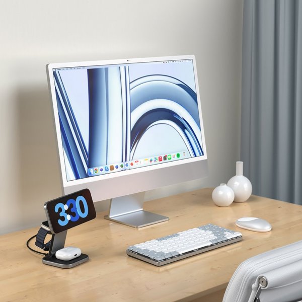 Satechi Trådlös Laddare 3-in-1 Foldable Qi2 Wireless Charging Stand MagSafe