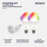 Deltaco Smart Home Starter Kit med Smart Plug och 2 RGB LED-lampor