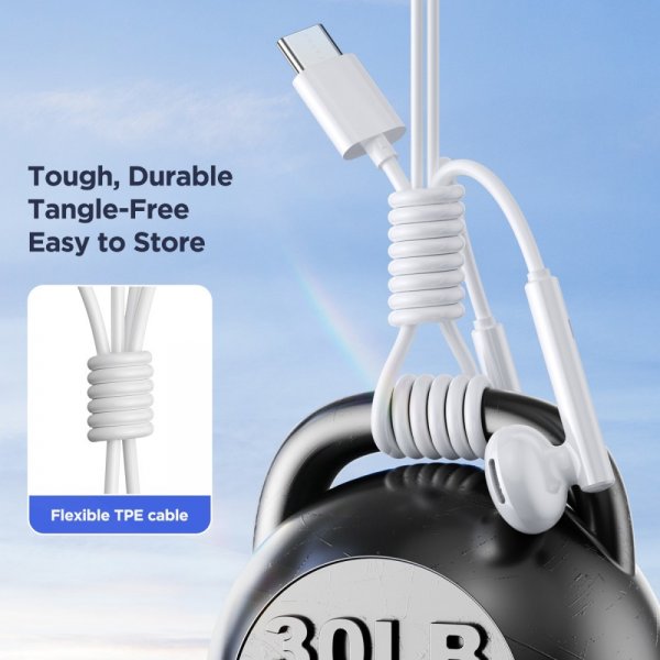 Joyroom Trådade Hörlurar EC05 USB-C Vit