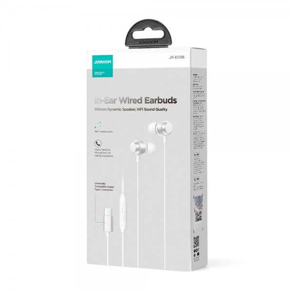 Joyroom Trådade Hörlurar EC06 USB-C Silver