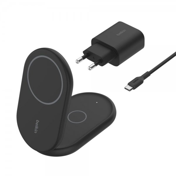 Belkin Trådlös Laddare BoostCharge 2-in-1 Foldable MagSafe Qi2 15W Svart