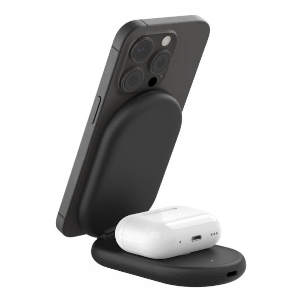 Belkin Trådlös Laddare BoostCharge 2-in-1 Foldable MagSafe Qi2 15W Svart