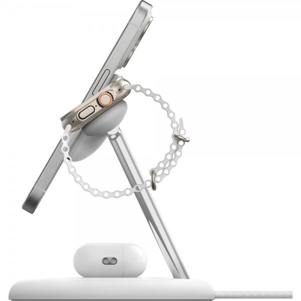 Belkin Trådlös Laddare BoostCharge Pro 3-in-1 MagSafe Qi2 15W Vit