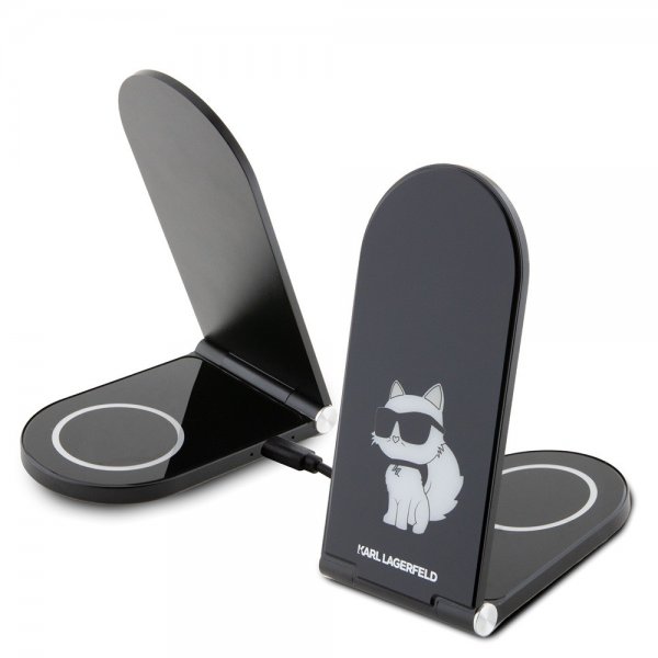 Karl Lagerfeld Trådlös Laddare Magnetic Desk Charger Choupette MagSafe Svart