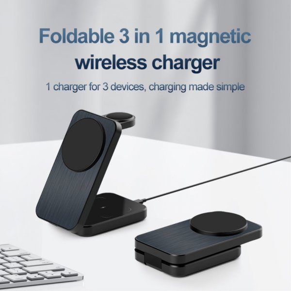 Trådlös Laddare OJD-112 3-i-1 Vikbar MagSafe
