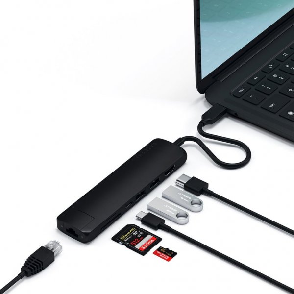 Satechi Slim USB-C MultiPort med Ethernet Silver