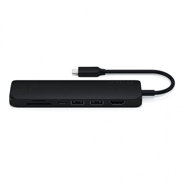 Satechi Slim USB-C MultiPort med Ethernet Svart