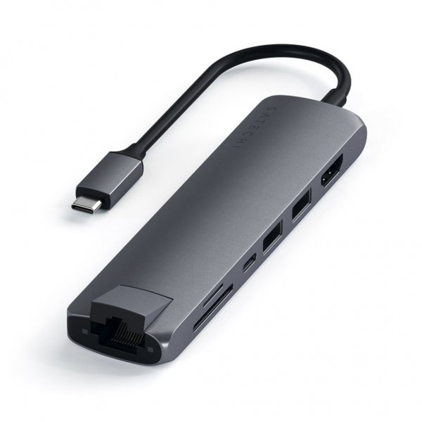 Satechi Slim USB-C MultiPort med Ethernet Space Grey