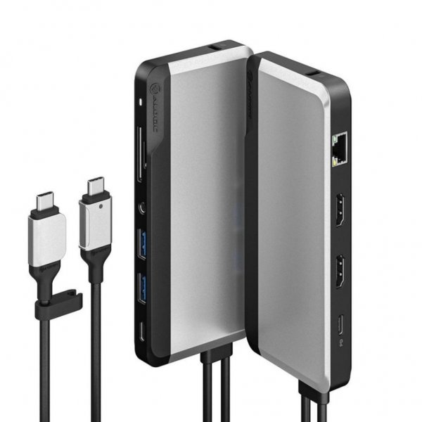 ALOGIC Dual USB-C Super Hub 10-i-1-hubb Dual HDMI 4K@60Hz Rymdgrå