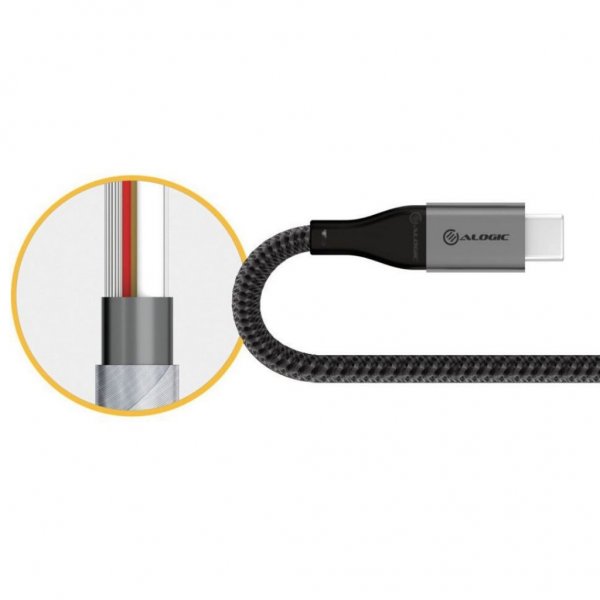 ALOGIC Ultra USB-A till USB-C kabel 3A/480Mbps 3 meter Rymdgrå