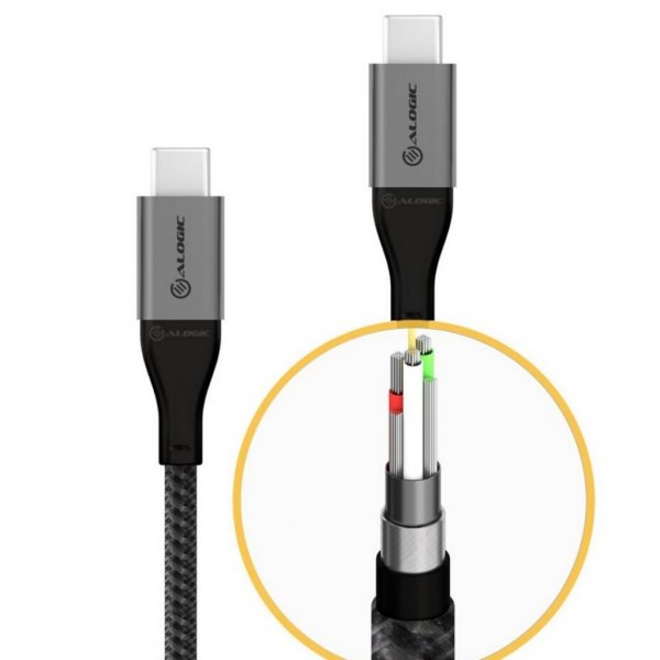 ALOGIC Ultra USB-C till USB-C kabel 5A/480Mbps 3 meter Rymdgrå