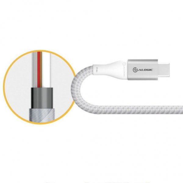 ALOGIC Ultra USB-C till USB-C kabel 5A/480Mbps 30 cm Silver