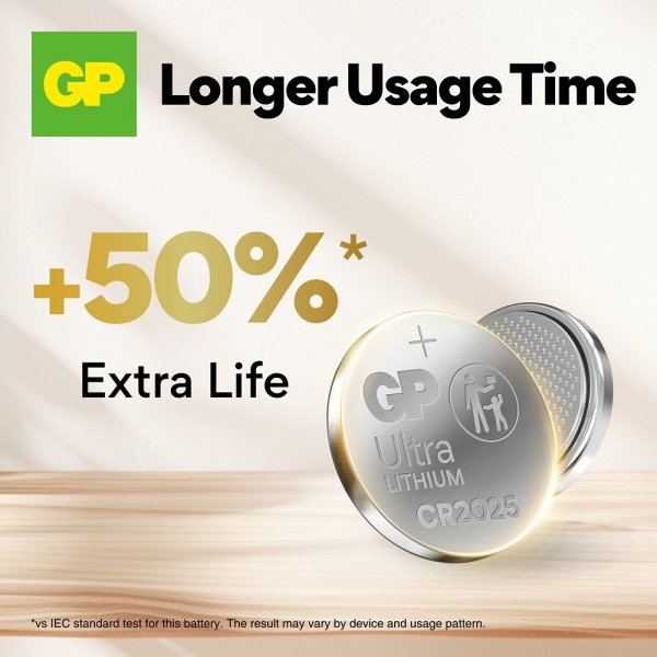 GP Ultra Lithium Batteri Knappcell CR2025 4-pack