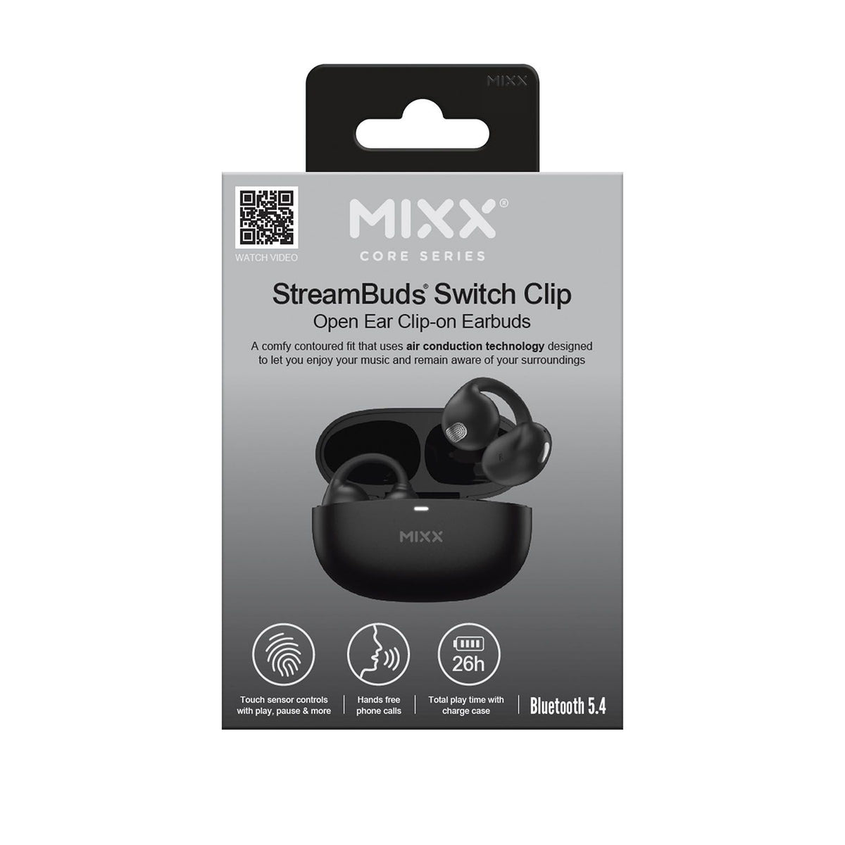 Mixx Trådlösa Open-Ear Hörlurar StreamBuds Switch Clips Svart