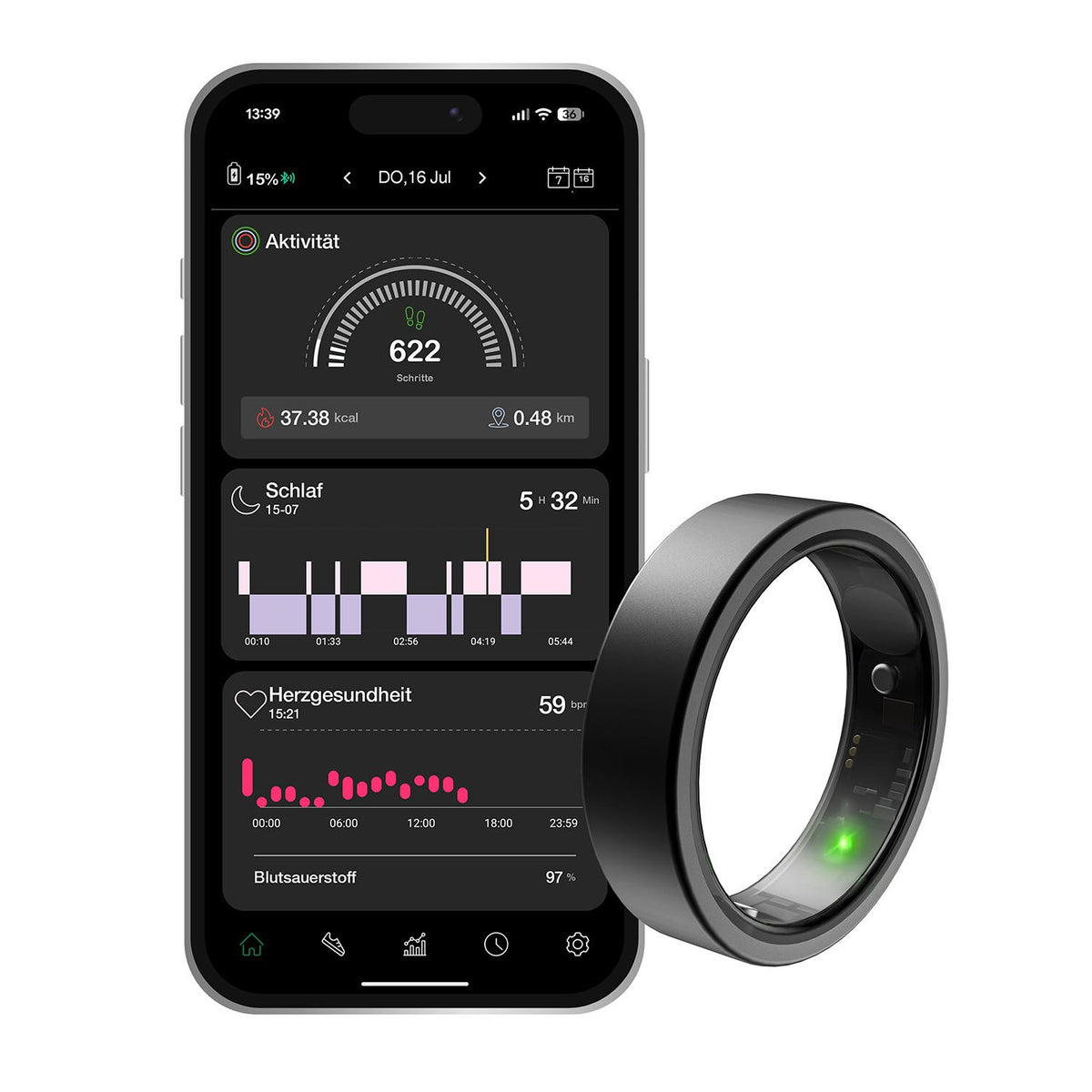Hama Smart Ring One Storlek 9 Svart