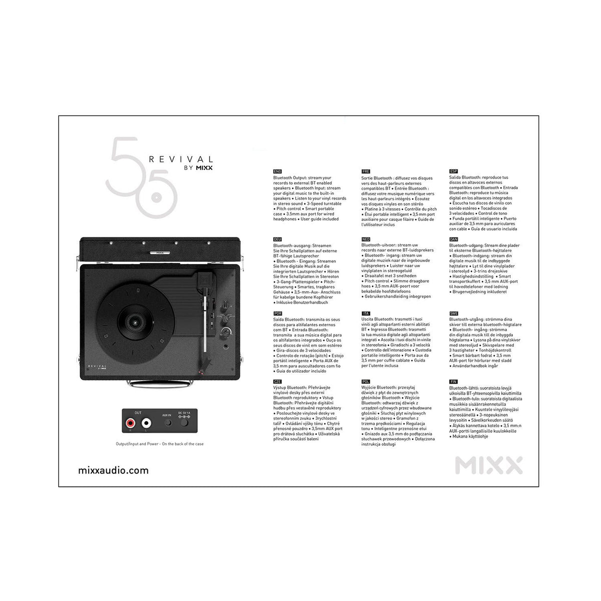 Mixx Revival 55 Vinylspelare Stereo Svart