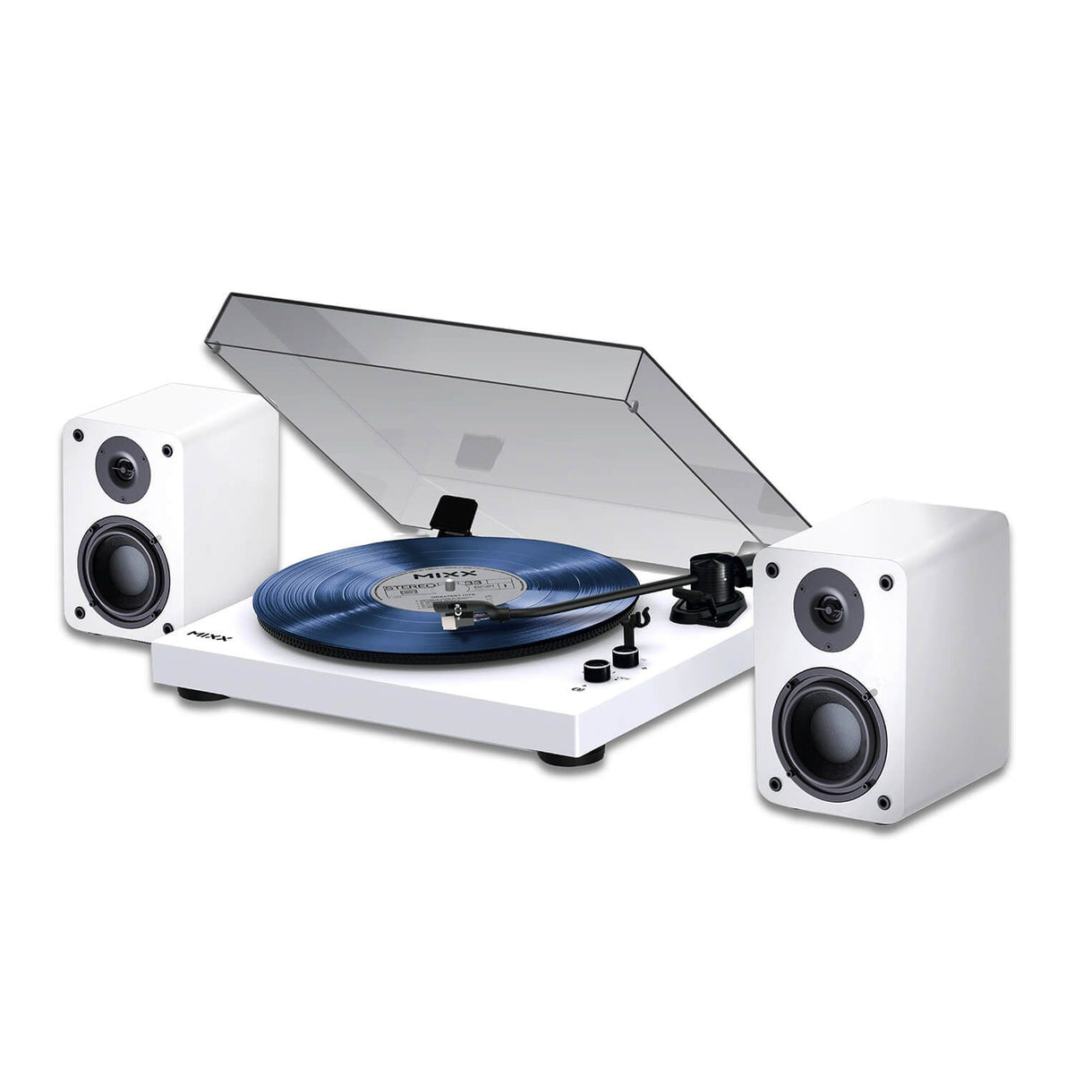 Mixx System 5 Vinylskivspelare Stereo med Högtalare Vit
