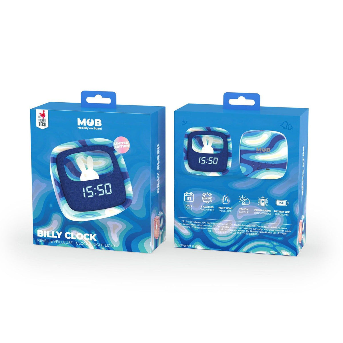 Mobility on Board Väckarklocka med Nattlampa Billy Clock Blue Wave